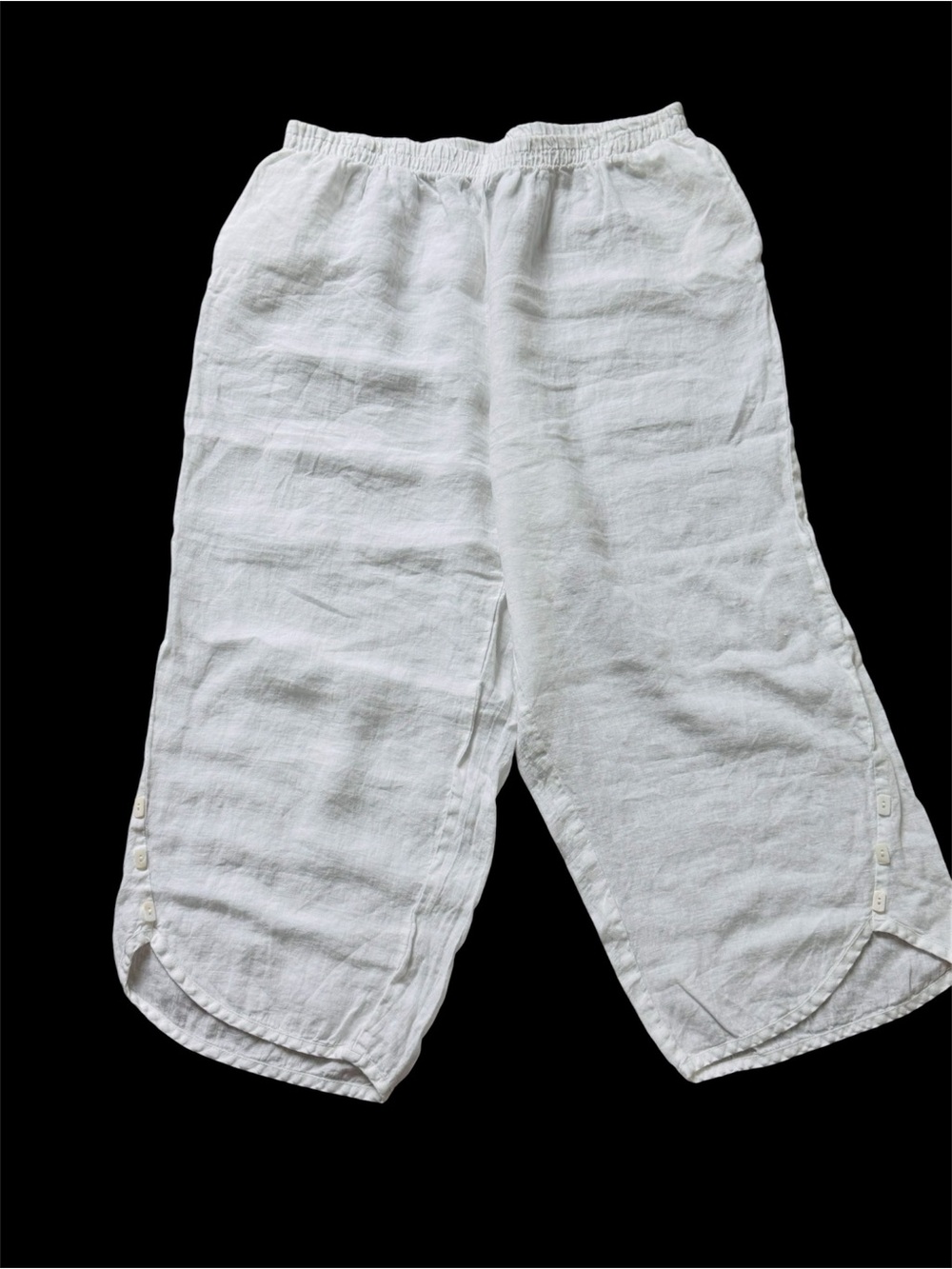 I.C. By Connie K Women's White Linen Capris - Lightweight Summer Pants